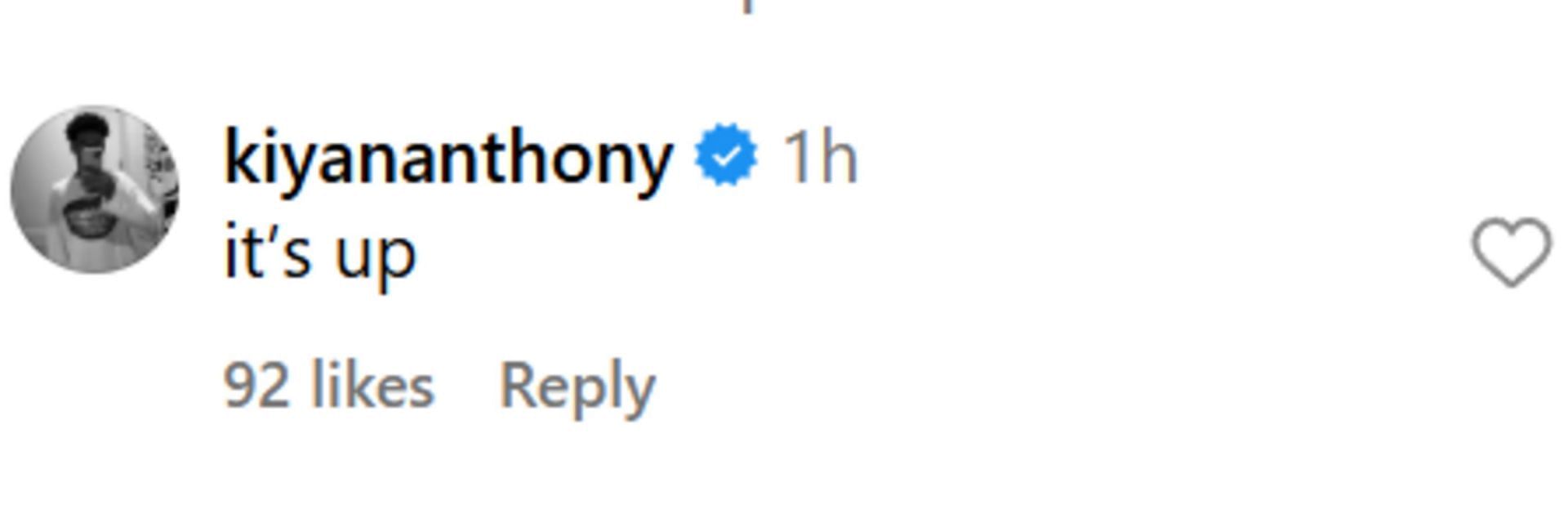 Kiyan Anthony reacts to Boogie Flan transferring from Arkansas to Florida (source: IG/ boogieee)